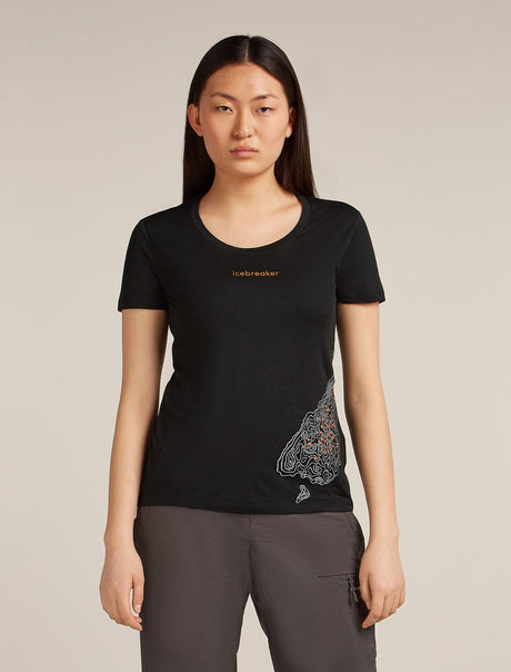 Icebreaker Merino 150 Tech Lite Short Sleeve Scoop Tee (Women's) - 30th Anniversary - Black - Find Your Feet Australia Hobart Launceston Tasmania