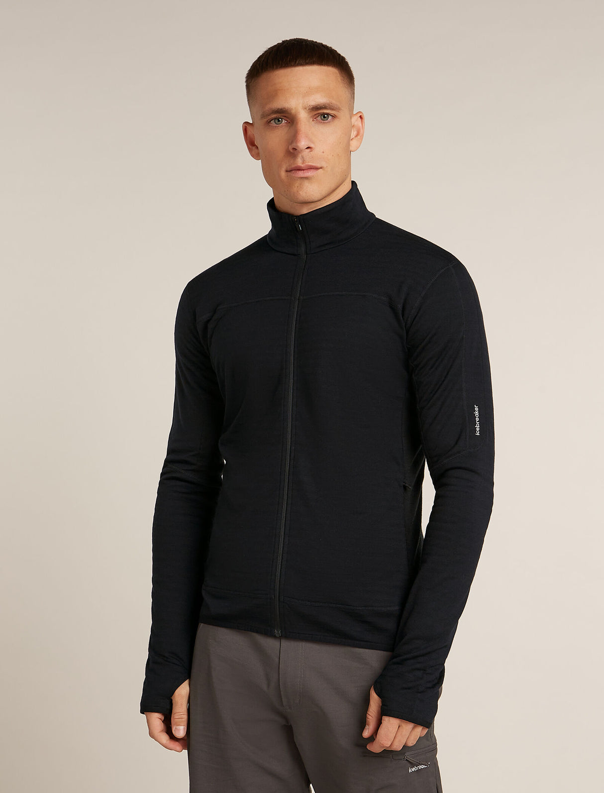 Icebreaker Merino Blend 300 RealFleece™ Descender Long Sleeve Zip Jacket (Men's) - Black - Find Your Feet Australia Hobart Launceston Tasmania