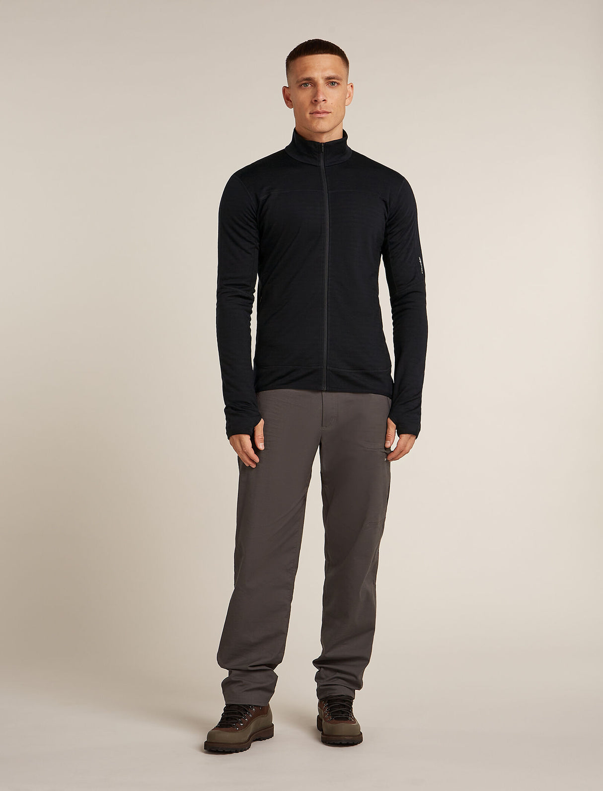 Icebreaker Merino Blend 300 RealFleece™ Descender Long Sleeve Zip Jacket (Men's) - Black - Find Your Feet Australia Hobart Launceston Tasmania