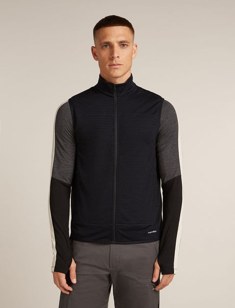 Icebreaker Merino Blend 300 RealFleece™ Descender Vest (Men's) - Black - Find Your Feet Australia Hobart Launceston Tasmania