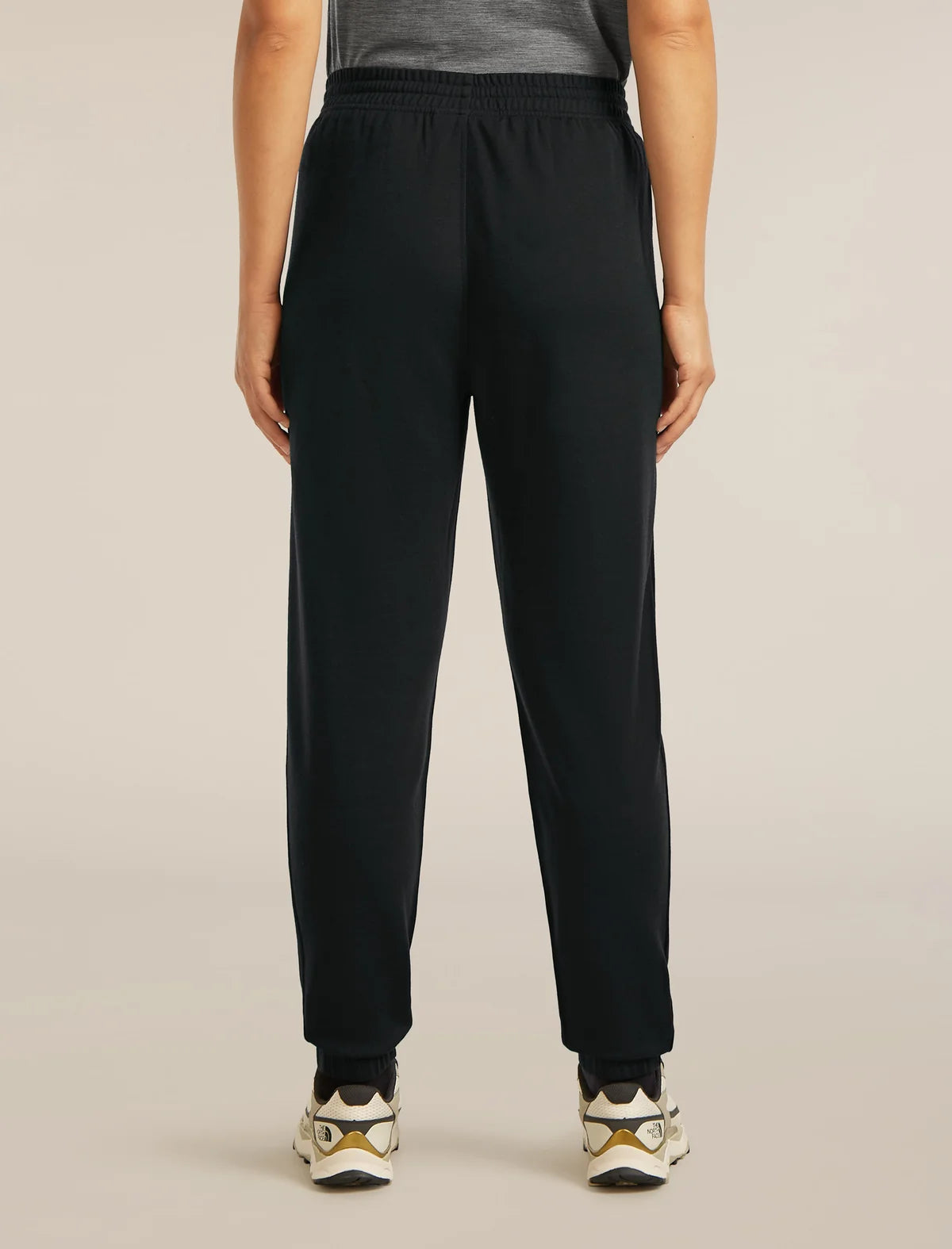 Person wearing black pants on a beige background - Icebreaker Merino Blend 150 Drift Pants (Women's) - Black