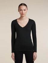  - Icebreaker Merino 200 Oasis Long Sleeve V Neck (Women's) - Black