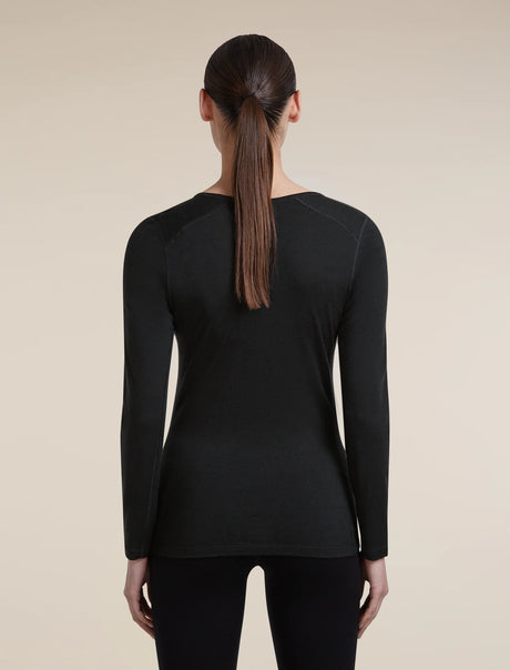  - Icebreaker Merino 200 Oasis Long Sleeve V Neck (Women's) - Black