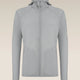 A light gray hooded zip-up jacket displayed on a neutral beige gradient background. - Icebreaker 150 MerinoFine Ace Long Sleeve Zip Hoodie (Men's) - Proto Grey