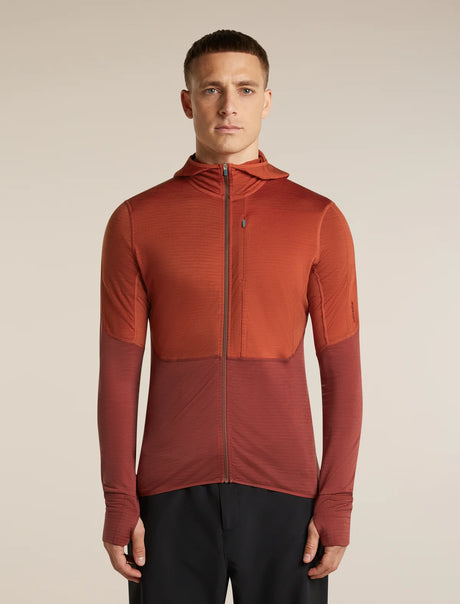  - Icebreaker Merino Blend 200 RealFleece Descender Long Sleeve Zip Hoodie (Men's) - Agate/Port