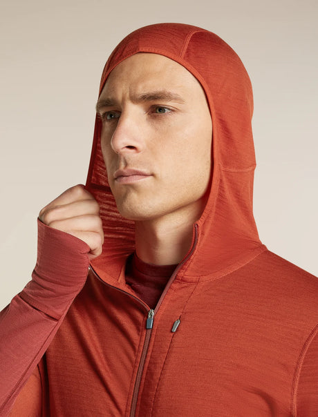  - Icebreaker Merino Blend 200 RealFleece Descender Long Sleeve Zip Hoodie (Men's) - Agate/Port