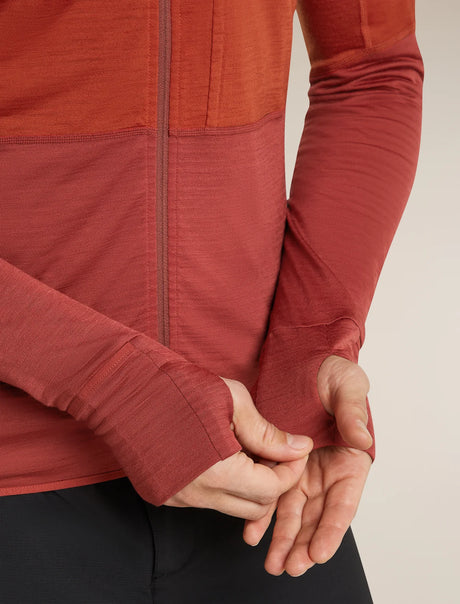  - Icebreaker Merino Blend 200 RealFleece Descender Long Sleeve Zip Hoodie (Men's) - Agate/Port