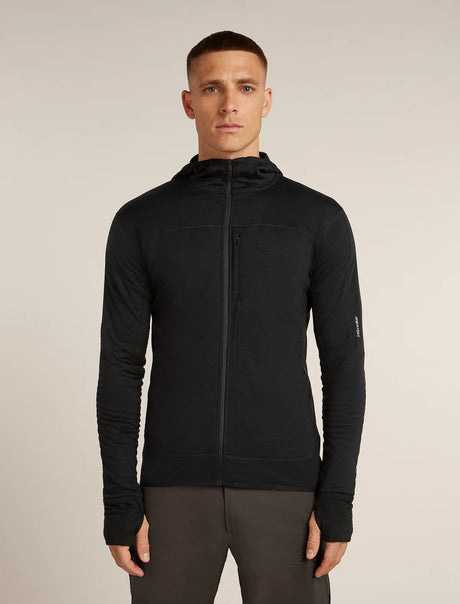  - Icebreaker Merino Blend 300 RealFleece™ Descender Long Sleeve Zip Hoodie (Men's) - Black