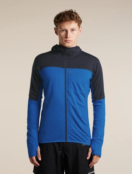  - Icebreaker Merino Blend 300 RealFleece™ Descender Long Sleeve Zip Hoodie (Men's) - 
Lazurite/Midnight Navy