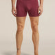 A man's lower body wearing a pair of burgundy boxer briefs, shown from the waist down against a plain light beige studio background. The brand name 'les brekaers' is subtly printed on the waistband. - Icebreaker Merino 150 Anatomica Boxers (Men's) - Port