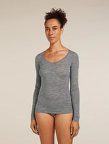 Icebreaker Merino 150 Siren Long Sleeve Sweetheart Top (Women's) - Gritstone Heather