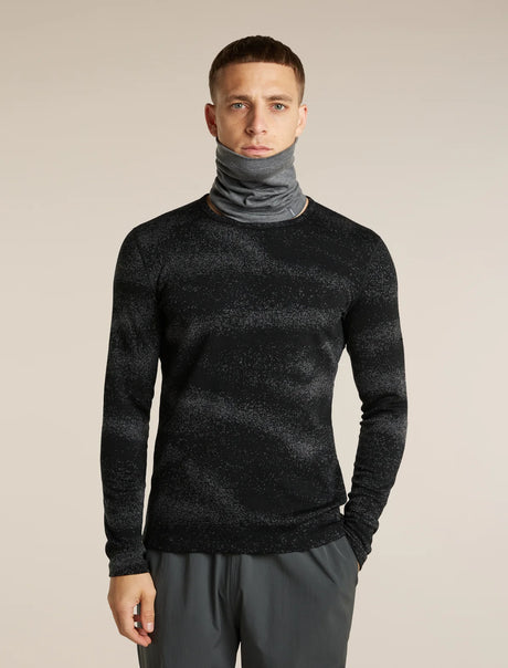 A dark gray heathered knit neck warmer or balaclava shown folded on a plain white background. - Icebreaker Merino 260 Apex Chute (Unisex) - Gritstone Heather
