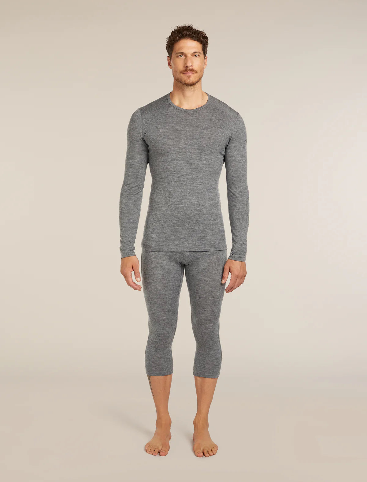 Icebreaker Merino 200 Oasis Long Sleeve Crew Thermal Top (Men's)- Gritstone Heather