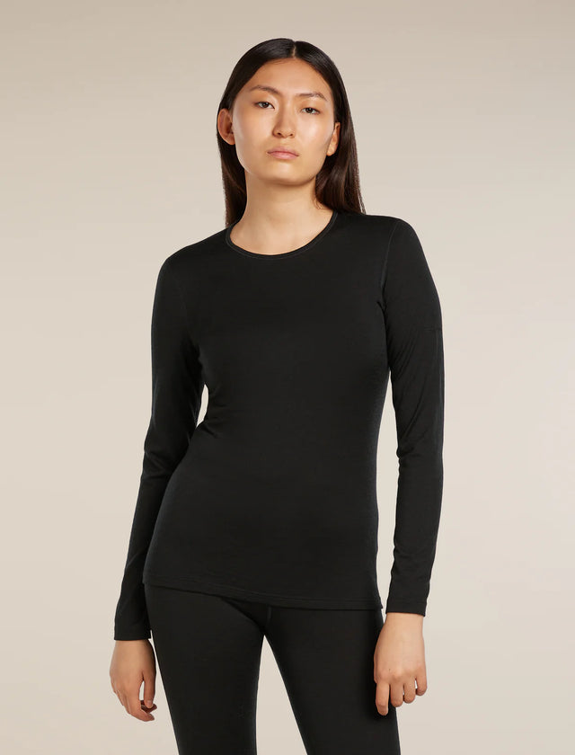 Icebreaker Merino 200 Oasis Long Sleeve Crew Thermal Top (Women's) - Black