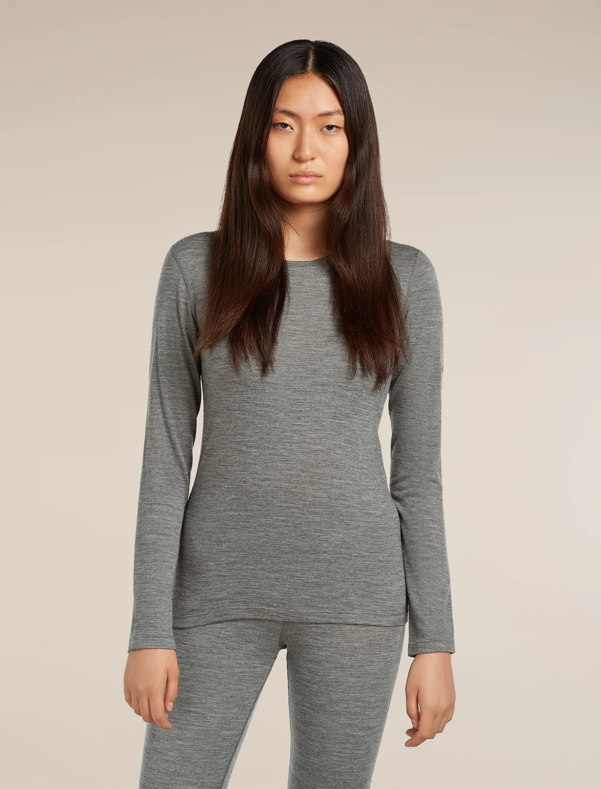 Icebreaker Merino 200 Oasis Long Sleeve Crew Thermal Top (Women's) - Gritstone Heather