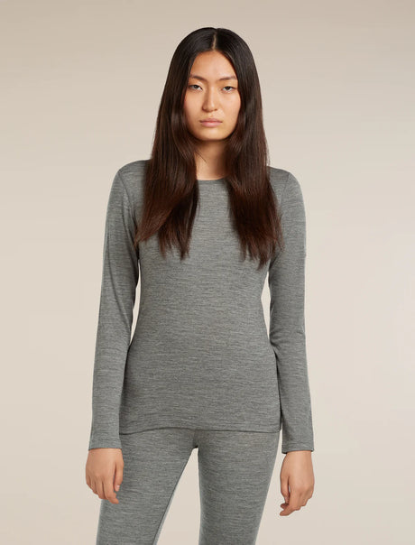 Icebreaker Merino 200 Oasis Long Sleeve Crew Thermal Top (Women's) - Gritstone Heather