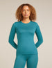 Icebreaker Merino 200 Oasis Long Sleeve Crewe Thermal Top (Women's) - Topaz - Find Your Feet Australia Hobart Launceston Tasmania