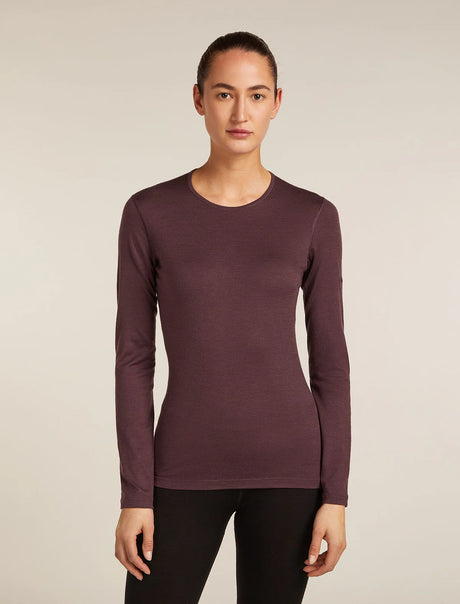 Icebreaker Merino 200 Oasis Long Sleeve Crew Thermal Top (Women's) - Java