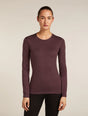 Icebreaker Merino 200 Oasis Long Sleeve Crew Thermal Top (Women's) - Java