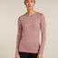 Icebreaker Merino 200 Oasis Long Sleeve Crewe Thermal Top (Women's) - Summit/Blush - Find Your Feet Australia Hobart Launceston Tasmania