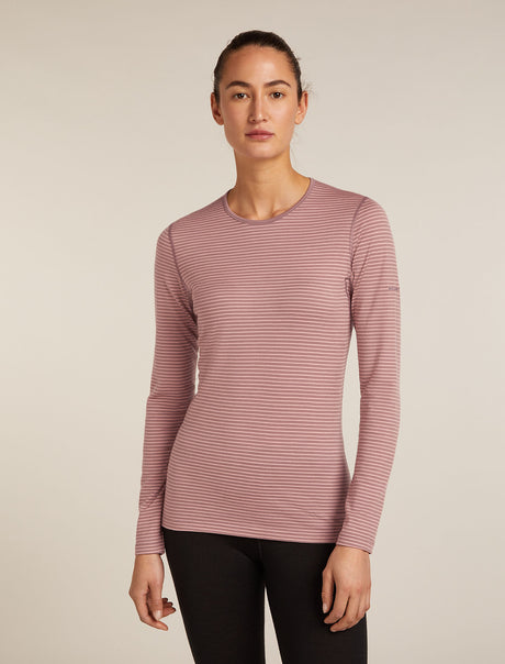 Icebreaker Merino 200 Oasis Long Sleeve Crewe Thermal Top (Women's) - Summit/Blush - Find Your Feet Australia Hobart Launceston Tasmania