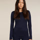 Icebreaker Merino 200 Oasis Long Sleeve Crew Thermal Top (Women's) - Midnight Navy