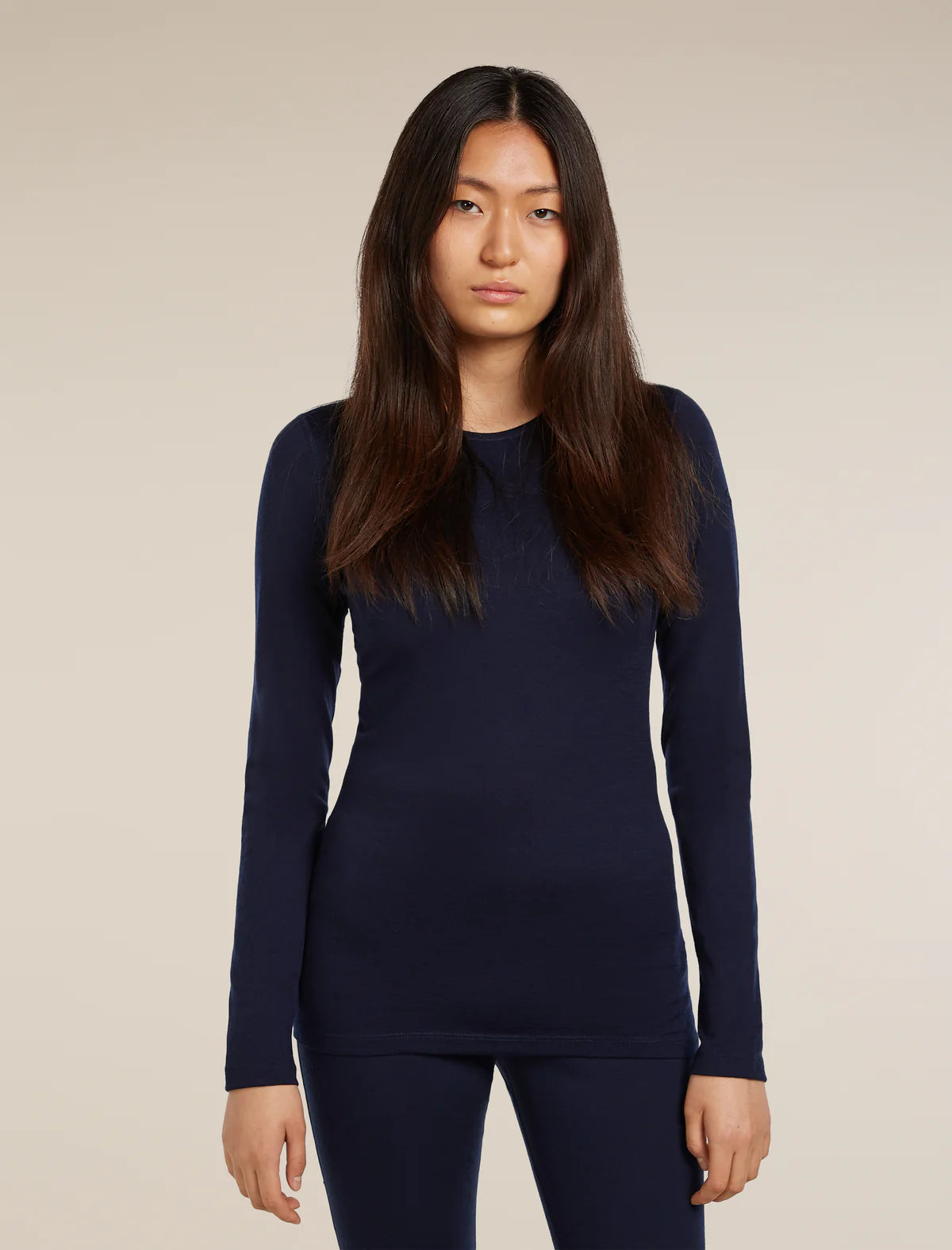 Icebreaker Merino 200 Oasis Long Sleeve Crew Thermal Top (Women's) - Midnight Navy