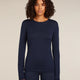 Icebreaker Merino 260 Tech Long Sleeve Crew Neck Thermal Top (Women's) - Midnight Navy - Navy Blue