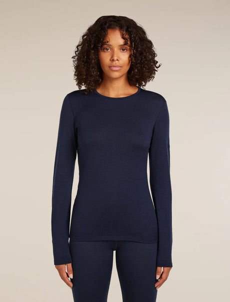 Icebreaker Merino 260 Tech Long Sleeve Crew Neck Thermal Top (Women's) - Midnight Navy - Navy Blue