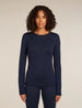 Icebreaker Merino 260 Tech Long Sleeve Crew Neck Thermal Top (Women's) - Midnight Navy - Navy Blue