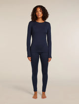 Icebreaker Merino 260 Tech Long Sleeve Crew Neck Thermal Top (Women's) - Midnight Navy - Navy Blue