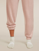 Pink sweatpants worn by a person on a beige background - Icebreaker Merino Multisport Light Mini Socks (Women's) - Ecru Heather/Alloy