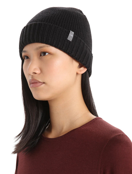 Icebreaker Vela Cuff Beanie (Unisex) - Black