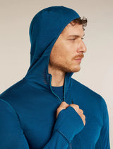 Icebreaker Merino Blend 200 Realfleece Descender Long Sleeve Zip Hoodie (Men's) - Atlantis/Arctic