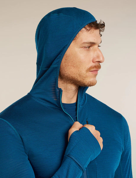 Icebreaker Merino Blend 200 Realfleece Descender Long Sleeve Zip Hoodie (Men's) - Atlantis/Arctic