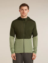 Icebreaker Merino Blend 200 Realfleece Descender Long Sleeve Zip Hoodie (Men's) - Dark Loden/Lichen