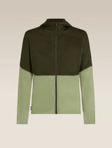 Icebreaker Merino Blend 200 Realfleece Descender Long Sleeve Zip Hoodie (Men's) - Dark Loden/Lichen