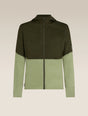 Icebreaker Merino Blend 200 Realfleece Descender Long Sleeve Zip Hoodie (Men's) - Dark Loden/Lichen