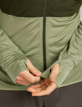 Icebreaker Merino Blend 200 Realfleece Descender Long Sleeve Zip Hoodie (Men's) - Dark Loden/Lichen