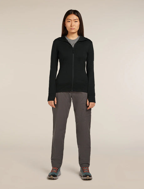 Icebreaker Merino 260 Quantum Long Sleeve Zip Hoodie (Women's) - Black