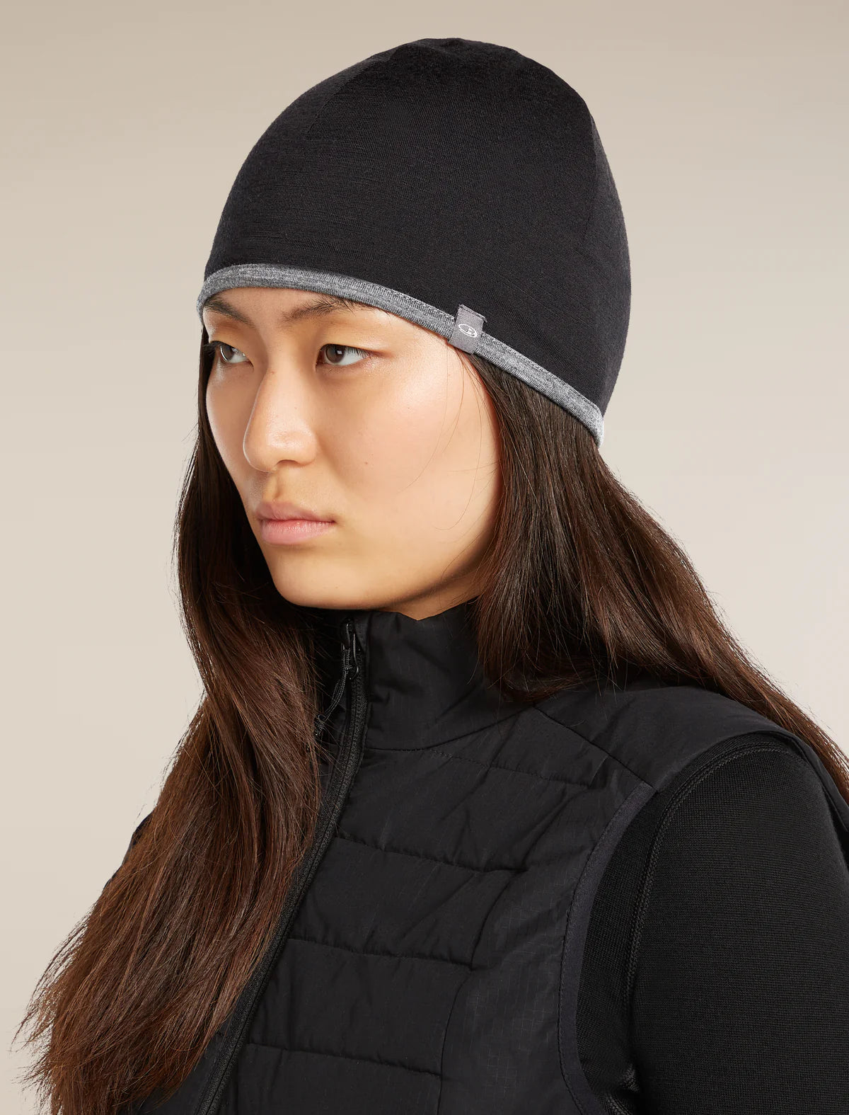 Icebreaker Merino 200 Pocket Hat (Unisex) - Black/Gritstone Heather