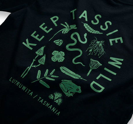 Keep Tassie Wild Land Tee (Men's) - Black - Find Your Feet Australia Hobart Launceston Tasmania