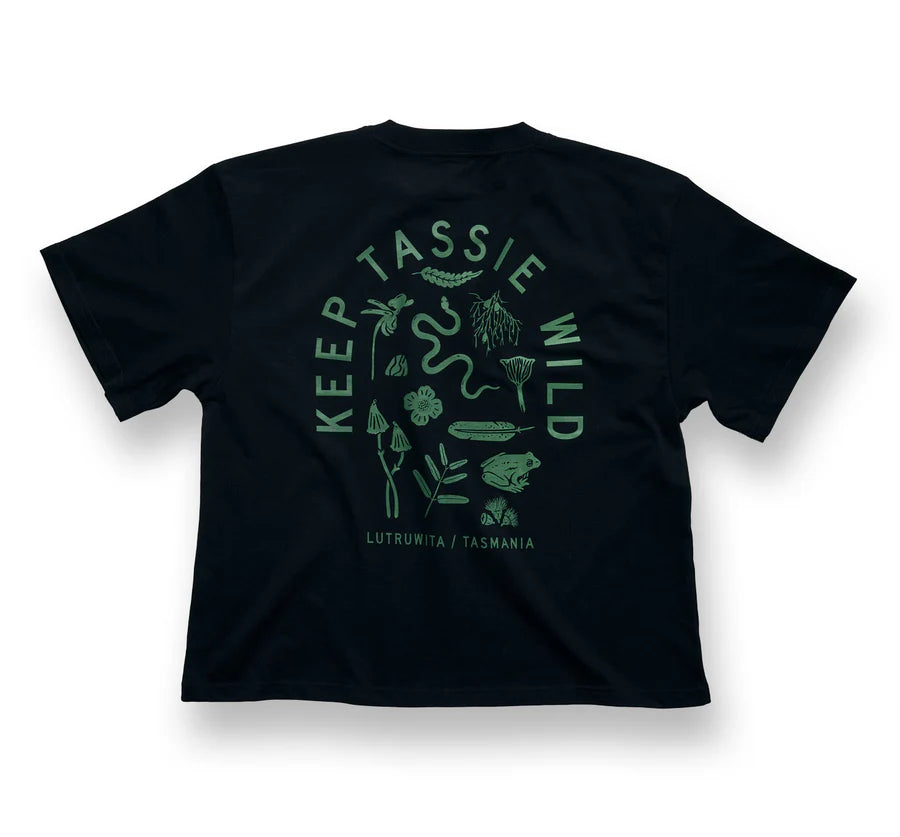 Keep Tassie Wild Land Tee (Women's) - Black - Find Your Feet Australia Hobart Launceston Tasmania