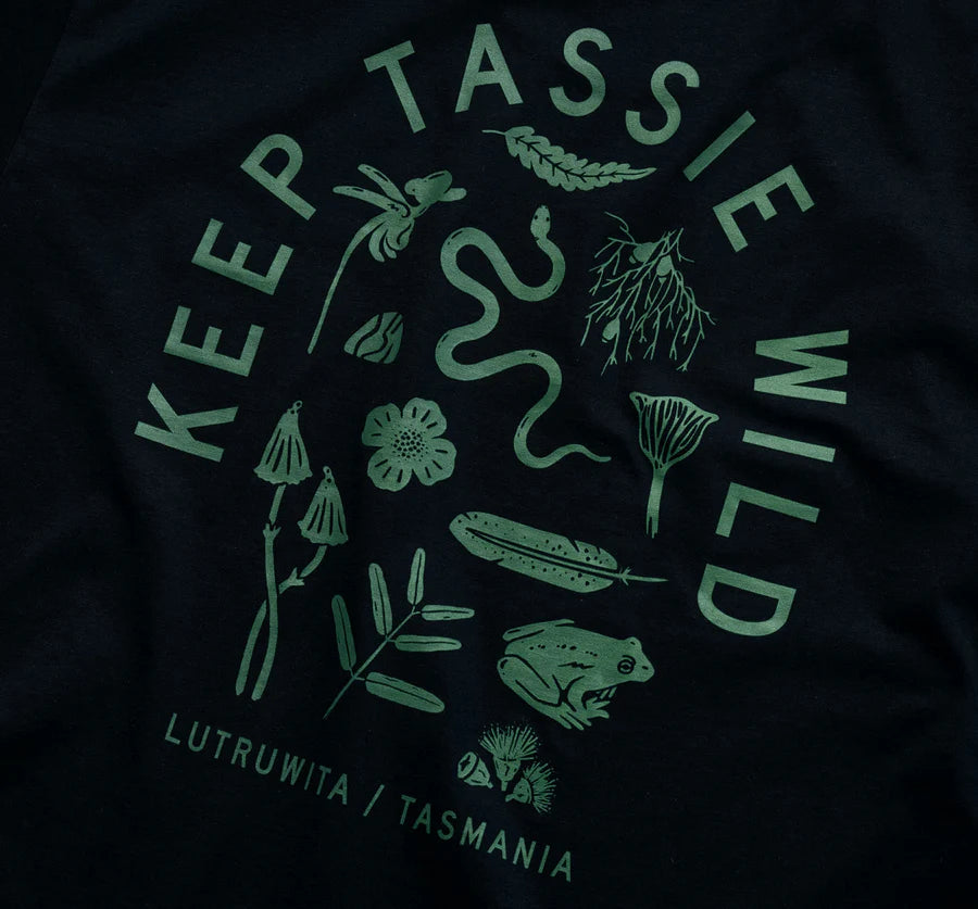 Keep Tassie Wild Land Tee (Women's) - Black - Find Your Feet Australia Hobart Launceston Tasmania