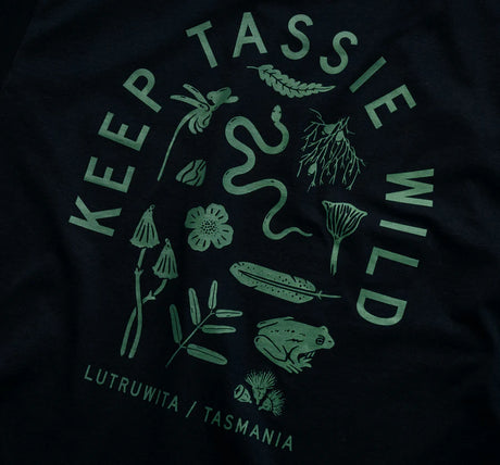 Keep Tassie Wild Land Tee (Women's) - Black - Find Your Feet Australia Hobart Launceston Tasmania