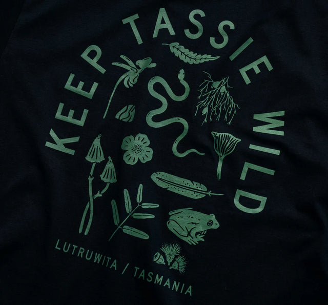 Keep Tassie Wild Land Tee (Women's) - Black - Find Your Feet Australia Hobart Launceston Tasmania