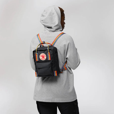 Fjällräven Kånken Mini Rainbow Backpack - Black-Rainbow Pattern