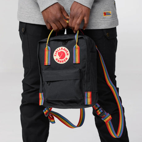 Fjällräven Kånken Mini Rainbow Backpack - Black-Rainbow Pattern