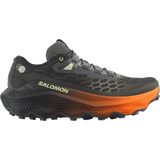 A Salomon trail running shoe in black and dark gray with a prominent orange midsole and light olive green branding, shown from a lateral side profile on a white background. - Salomon Ultra Glide 4 Shoes (Men's) - Urban Chic/Black/Lime Cream