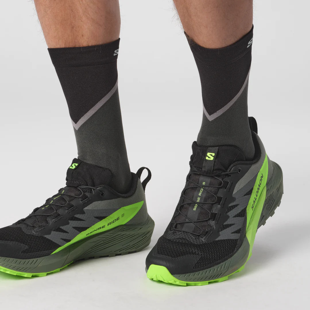 Salomon Sense Ride 5 (Men's) - Black/Laurel Wreath/Green Gecko - Find Your Feet Australia Hobart Launceston Tasmania